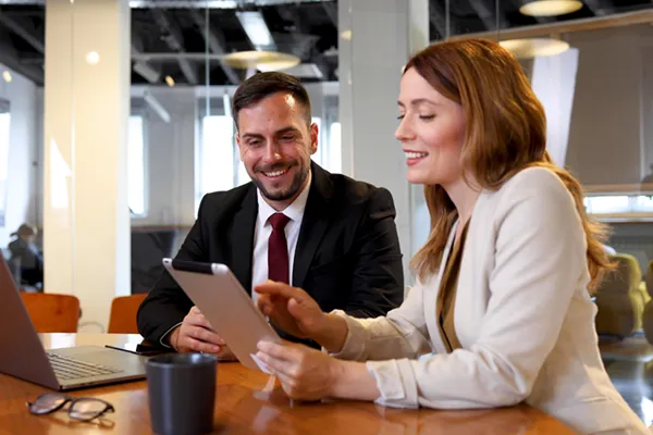 Advisor and client reviewing planning questions together